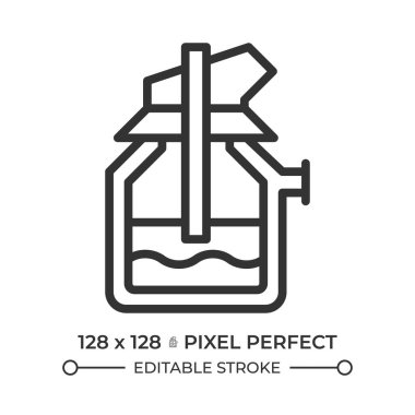 Temel oksijen fırını çizgisi simgesi. Çelik yapımı, metal işçiliği. Çelik üretimi, endüstriyel teknoloji. Ham maddeler. İzole vektör çizimi. Taslak sembol. Basit doğrusal çizim. Düzenlenebilir vuruş