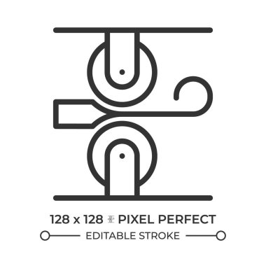 Üretim hattı ikonu. Metal oluşumu. Üretim süreci, işleme fabrikası. Mühendislik, makineler. İzole vektör çizimi. Taslak sembol. Basit doğrusal çizim. Düzenlenebilir vuruş