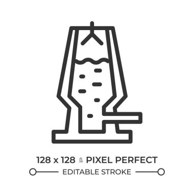 Fırın hattı ikonu. Çelik dökümhanesi, metalürji. Metal döküm, çelik işçiliği. Ağır sanayi, eritme. İzole vektör çizimi. Taslak sembol. Basit doğrusal çizim. Düzenlenebilir vuruş