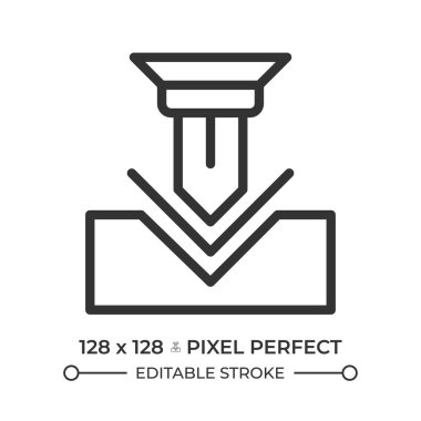 Bükme çizgisi simgesi. Metal işi, imalat. Üretim süreci, makineler. Mühendislik, teknoloji. İzole vektör çizimi. Taslak sembol. Basit doğrusal çizim. Düzenlenebilir vuruş