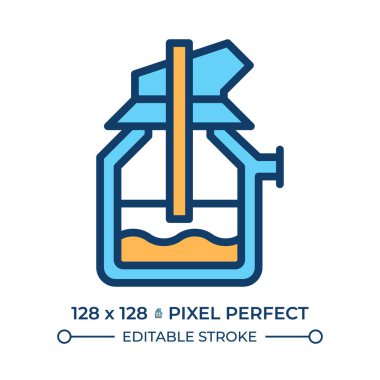 Temel oksijen fırını renk ikonu. Çelik yapımı, metal işçiliği. Çelik üretimi, endüstriyel teknoloji. Ham maddeler. İzole vektör çizimi. Düz renkli sembol tasarımı. Düzenlenebilir vuruş