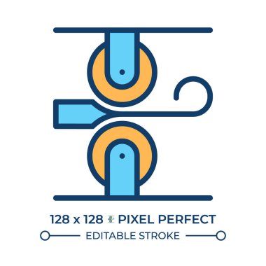 Üretim hattı renk simgesi. Metal oluşumu. Üretim süreci, işleme fabrikası. Mühendislik, makineler. İzole vektör çizimi. Düz renkli sembol tasarımı. Düzenlenebilir vuruş