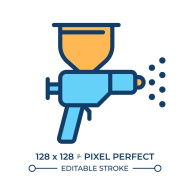 Toz tabakası renk simgesi. Boya teknolojisi, endüstri. Mühendislik, imalat. Cihaz, ekipman. İzole vektör çizimi. Düz renkli sembol tasarımı. Düzenlenebilir vuruş
