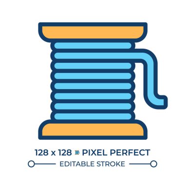Bakır tel bobin çizgi renk simgesi. Ürün imalatı, üretim. Mühendislik, voltaj. Metalik iletken. İzole vektör çizimi. Düz renkli sembol tasarımı. Düzenlenebilir vuruş