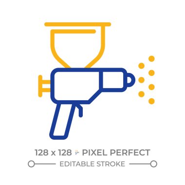 Pudra kaplama iki renk çizgisi simgesi. Mühendislik, imalat. Cihaz, ekipman. Boyama teknolojisi iki renkli ana hat sembolü. Duotone lineer piktogram. İzole bir illüstrasyon. Düzenlenebilir vuruş