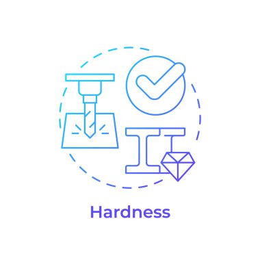 Güç mavi gradyan konsept simgesi. Yüzey bozulmasına karşı direnç. Dayanıklılığı arttır. Metal eşyası. Çelik yapımı. Yuvarlak şekil çizimi. Soyut bir fikir. Grafik tasarımı. Kullanımı kolay