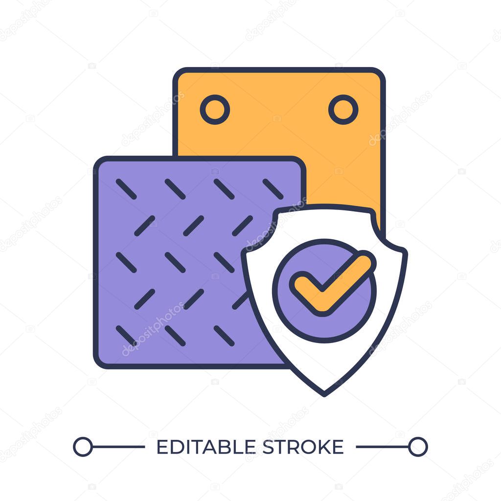 Prevent material deformation line color icon. Metal sheets quality. Metallurgical industry products. Construction supplies. Isolated vector illustration. Flat colorful symbol design. Editable stroke