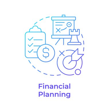 Finansal planlama mavi gradyan konsept simgesi. İş hedefi. Pazarlama stratejisi. Görev tahtası. Yuvarlak şekil çizimi. Soyut bir fikir. Grafik tasarımı. Bilgide ve sunumda kullanması kolay