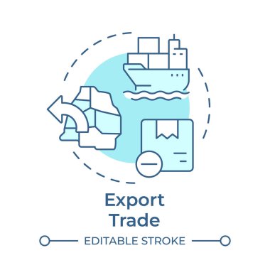 Yumuşak mavi konsept simgesi ihraç et. Ulaşım organizasyonu. Lojistik sistem. Teslimat yönetimi. Yuvarlak şekil çizimi. Soyut bir fikir. Grafik tasarımı. Kullanımı kolay, broşür