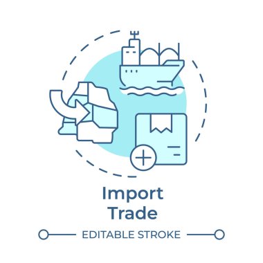 Yumuşak mavi konsept simgesi ithal et. Nakliye endüstrisi. Lojistik organizasyonu. Tedarik zinciri. Yuvarlak şekil çizimi. Soyut bir fikir. Grafik tasarımı. Kullanımı kolay, broşür