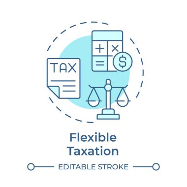 Esnek vergilendirme yumuşak mavi konsept simgesi. Vergi sistemini optimize et. LLC 'nin yararına. İş geliştirme. Yuvarlak şekil çizimi. Soyut bir fikir. Grafik tasarımı. Bilgide kullanması kolay