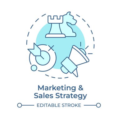 Pazarlama ve satış stratejisi yumuşak mavi konsept ikonu. Müşterileri cezbetmek. İş planının kilit aşaması. Yuvarlak şekil çizimi. Soyut bir fikir. Grafik tasarımı. Bilgide kullanması kolay