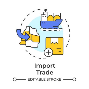 Ticaret çok renkli konsept simgesi al. Nakliye endüstrisi. Lojistik organizasyonu. Tedarik zinciri. Yuvarlak şekil çizimi. Soyut bir fikir. Grafik tasarımı. Kullanımı kolay, broşür