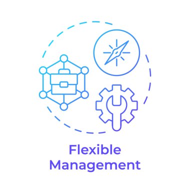 Esnek yönetim mavi gradyan konsept simgesi. Sahipleri katılıyor. LLC 'nin yararına. İş geliştirme. Yuvarlak şekil çizimi. Soyut bir fikir. Grafik tasarımı. Bilgide kullanması kolay