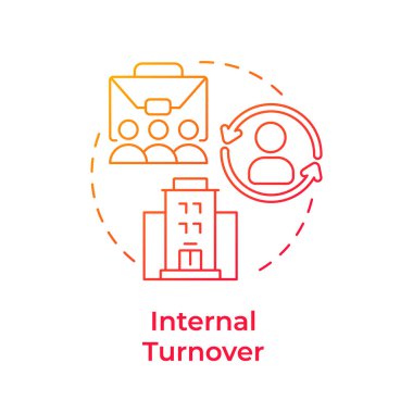 Internal turnover red gradient concept icon. Worker moving to other department. Staff attrition type. Round shape line illustration. Abstract idea. Graphic design. Easy to use in promotional material,
