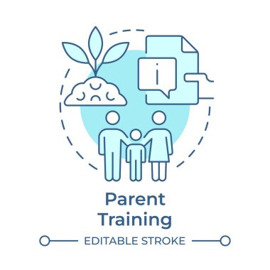 Ebeveyn eğitimi, yumuşak mavi konsept simgesi. Aile gelişimi, kaynak eğitimi. Yaşam becerileri. Yuvarlak şekil çizimi. Soyut bir fikir. Grafik tasarımı. Günlük paylaşımı ve kitapçığında kullanması kolay