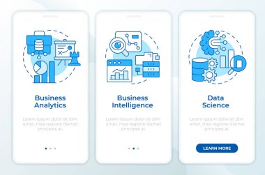 İş istatistiksel teknikleri mavi mobil uygulama ekranında. Doğrusal kavramlarla birlikte düzenlenebilir grafik yönergelerini gezdir. UI, UX, GUI. Montserrat Yarı Kalın, Düzenli yazı tipleri