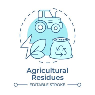Tarım kalıntıları yumuşak mavi konsept ikonu. Ekin hasadı, biyoenerji üretimi. Profesyonel ekipmanlar. Yuvarlak şekil çizimi. Soyut bir fikir. Grafik tasarımı. Makalede kullanması kolay