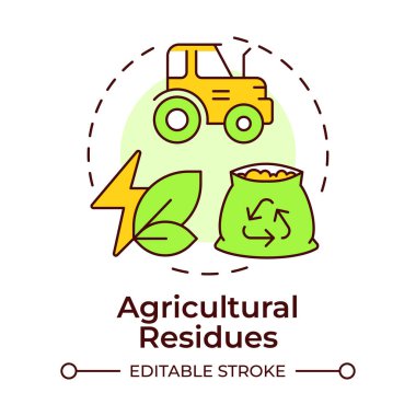 Tarım kalıntıları çok renkli konsept ikonu. Ekin hasadı, biyoenerji üretimi. Yuvarlak şekil çizimi. Soyut bir fikir. Grafik tasarımı. Makalede ve broşürde kullanması kolay