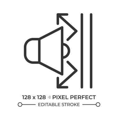 Gürültü bariyeri piksel mükemmel çizgi simgesi. Yapı engelleme ve emme sesleri. Yol altyapısı. İzole vektör çizimi. Taslak sembol. Basit doğrusal çizim. Düzenlenebilir vuruş