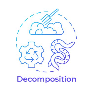 Çürüme mavi eğim konsepti simgesi. Bozunabilir organikler, atık geri dönüşümü. Ekosistem zinciri. Yuvarlak şekil çizimi. Soyut bir fikir. Grafik tasarımı. Makalede ve broşürde kullanması kolay