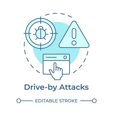 Hafif mavi konsept ikona saldırıyor. Virüs temizleme. İnternet hizmeti, internet güvenliği. Yuvarlak şekil çizimi. Soyut bir fikir. Grafik tasarımı. Broşürde kullanması kolay, kitapçık.