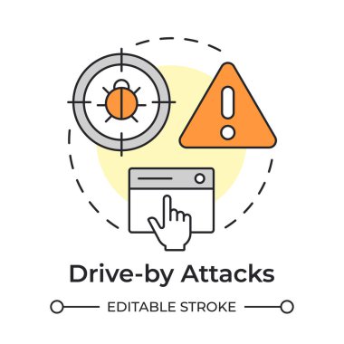 Çok renkli konsept ikona saldırıyor. Virüs temizleme. İnternet hizmeti, internet güvenliği. Yuvarlak şekil çizimi. Soyut bir fikir. Grafik tasarımı. Broşürde kullanması kolay, kitapçık.