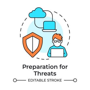 Preparation for threats multi color concept icon. Data protection, personal privacy. Security management. Round shape line illustration. Abstract idea. Graphic design. Easy to use in brochure