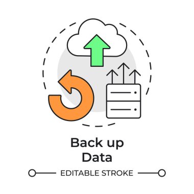 Back up data multi color concept icon. Information synchronization, backup online. Cloud infrastructure. Round shape line illustration. Abstract idea. Graphic design. Easy to use in brochure, booklet