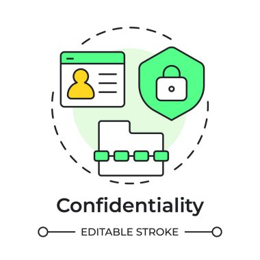 Confidentiality multi color concept icon. Access control, data encryption. Legal compliance. Round shape line illustration. Abstract idea. Graphic design. Easy to use in brochure, booklet