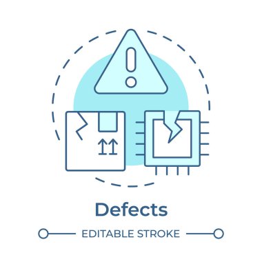 Kusurlu mavi konsept ikonu. Elektronik bileşenler, ürün hasarı. Teslimat paketi. Yuvarlak şekil çizimi. Soyut bir fikir. Grafik tasarımı. Yazıda ve bilgide kullanması kolay