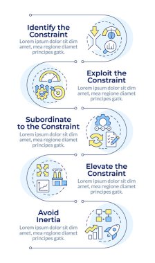 Üretim sistemi metodolojisi, dikey bilgi dizilimi. İşlem gelişimi. 5 adımlı görselleştirme bilgi tablosu. Daireler iş akışı. Montserrat Yarı Kalın, Lato Düzenli yazı tipleri