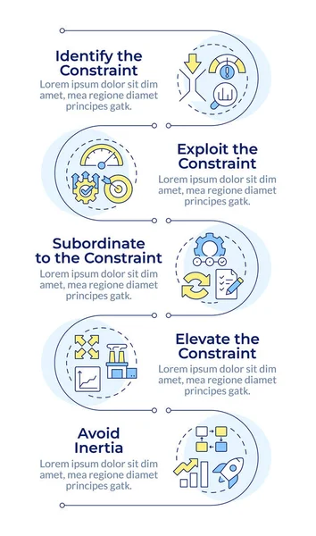 Üretim sistemi metodolojisi, dikey bilgi dizilimi. İşlem gelişimi. 5 adımlı görselleştirme bilgi tablosu. Daireler iş akışı. Montserrat Yarı Kalın, Lato Düzenli yazı tipleri