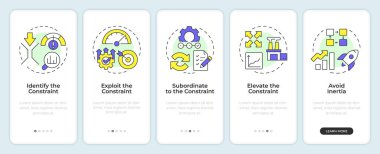 Mobil uygulama ekranındaki kısıtlamalar teorisi. Üretim kontrolü. Doğrusal kavramlarla düzenlenebilir grafik yönergelerini 5 adımda gezdir. UI, UX, GUI. Montserrat Yarı Kalın, Düzenli yazı tipleri