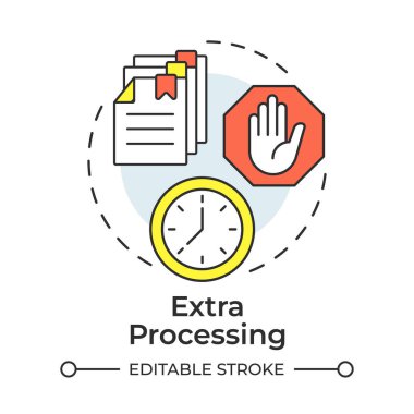 Ekstra renkli konsept simgesi işleniyor. İdari işler, evrak işlemleri. Yuvarlak şekil çizimi. Soyut bir fikir. Grafik tasarımı. Yazıda ve bilgide kullanması kolay