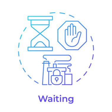 Mavi gradyan konsept simgesi bekleniyor. Zaman yönetimi, endüstriyel üretim. İşlem kontrolü. Yuvarlak şekil çizimi. Soyut bir fikir. Grafik tasarımı. Yazıda ve bilgide kullanması kolay