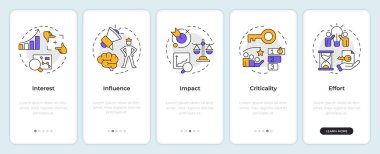 Gezici uygulama ekranında hissedar değerlendirmesi. Görev yönetimi. Doğrusal kavramlarla düzenlenebilir grafik yönergelerini 5 adımda gezdir. UI, UX, GUI. Montserrat Yarı Kalın, Düzenli yazı tipleri