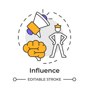 Etki çok renkli konsept simgesi. Satış istihbaratı. Takım liderliği. Profesyonel beceriler. Yuvarlak şekil çizimi. Soyut bir fikir. Grafik tasarımı. Kitapçıkta, makalede kullanması kolay