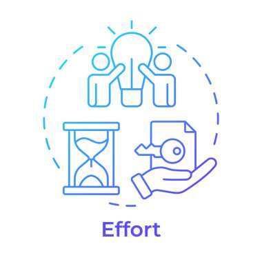 Çaba mavisi gradyan konsept simgesi. Sorun çözme. Zaman yönetimi, takım beyin fırtınası. İş birliği. Yuvarlak şekil çizimi. Soyut bir fikir. Grafik tasarımı. Kitapçıkta kullanması kolay