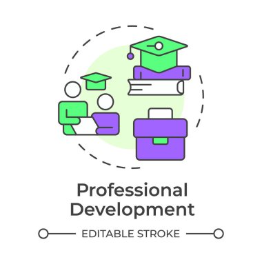 Professional development multi color concept icon. Career development, skills training. Round shape line illustration. Abstract idea. Graphic design. Easy to use in presentation, article