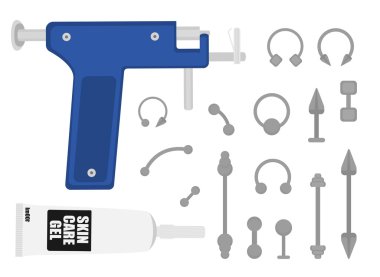 Profesyonel body piercing araçlar kümesi
