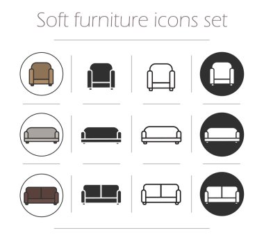 Yumuşak mobilya Icons set