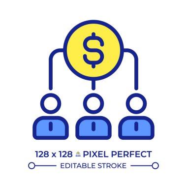 Kar paylaşımı pikseli mükemmel çizgi renk simgesi. Organizasyon finansal yapısı. Şirketin hissedarları. Yönetimden. İzole vektör çizimi. Düz renkli sembol tasarımı. Düzenlenebilir vuruş