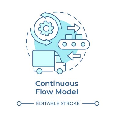 Sürekli akış modeli yumuşak mavi konsept simgesi. Üretim akışı, işletim süreçleri. Yuvarlak şekil çizimi. Soyut bir fikir. Grafik tasarımı. Sunumda kullanması kolay, haber