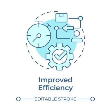 Gelişmiş verimlilik, yumuşak mavi konsept ikonu. İş süreci, iş akışı optimizasyonu. Yuvarlak şekil çizimi. Soyut bir fikir. Grafik tasarımı. Sunumda kullanması kolay, haber