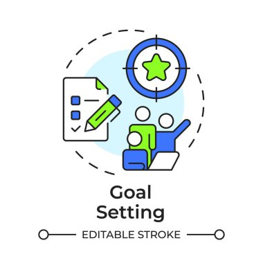 Hedef belirleme çok renkli konsept simgesi. Kariyer gelişimi, iş takım çalışması. Profesyonel gelişme. Yuvarlak şekil çizimi. Soyut bir fikir. Grafik tasarımı. Kitapçıkta, makalede kullanması kolay
