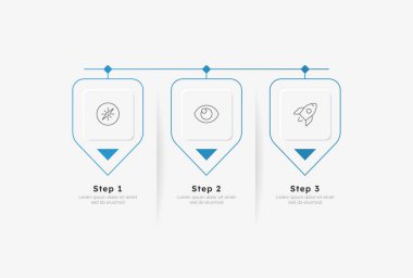 Başlangıç görüşü flaması yatay zaman çizgisi bilgisi 3 adım. Piyasadaki yeni şirketlerin iş hedefleri. Gelişim bildirimi. Düzenlenebilir ince çizgi simgeleri diyagramı işlemi. Kullanılan Lexend yazı tipi