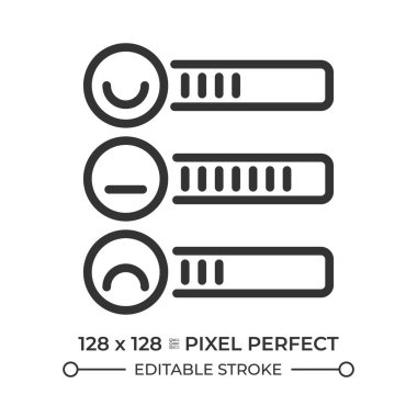 Anket pikseli mükemmel çizgi simgesi. Kullanıcı etkinliği, müşteri deneyimi. Veri analizi. Performans değerlendirmesi. İzole vektör çizimi. Taslak sembol. Basit doğrusal çizim. Düzenlenebilir vuruş