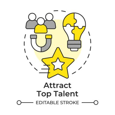 En iyi yetenek çok renkli konsept ikonunu çek. Nitelikli adaylar. İşverenin markalaşma önemi. Yuvarlak şekil çizimi. Soyut bir fikir. Grafik tasarımı. Promosyon malzemelerinde kullanması kolay