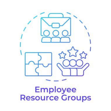 Çalışanların kaynak grupları mavi gradyan konsept simgesi. Destek ve koruyucu aile desteği sağlayın. İşsizlik. Yuvarlak şekil çizimi. Soyut bir fikir. Grafik tasarımı. Promosyon malzemelerinde kullanması kolay